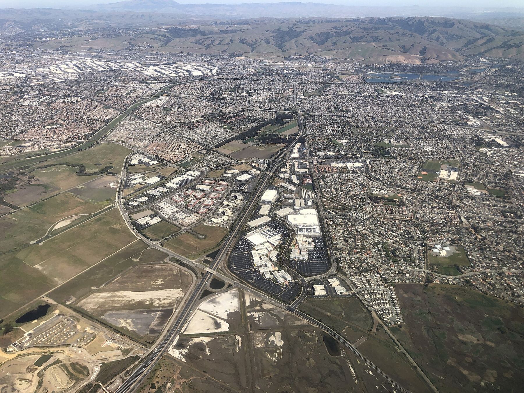 Aerial view across Fremont, Newark and Union City